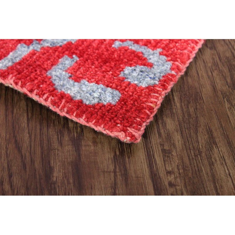 Tapis rouge / blanc en laine noué à la main Donail, Rectangle 2 pi x 3 pi