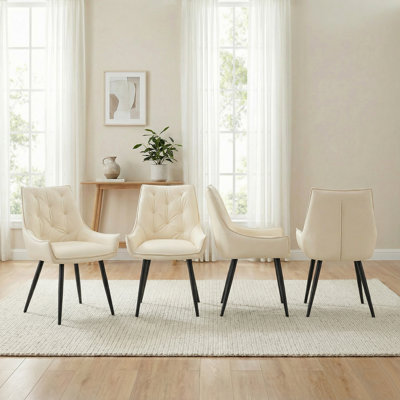 Pu Leather Dining Chair - Waterproof Scratch-Resistant, High-Resilience Foam Cushion