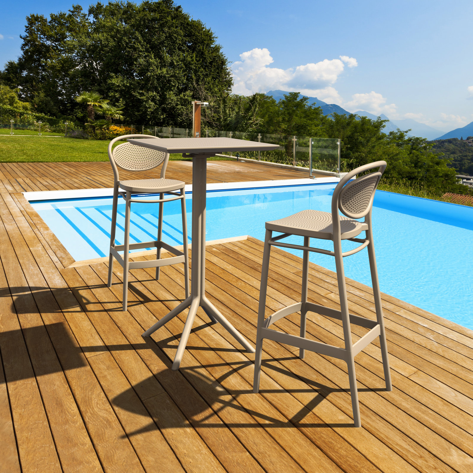 Farrah Outdoor Bar Stool, Taupe, Bar Stool (29.5" Seat Height)