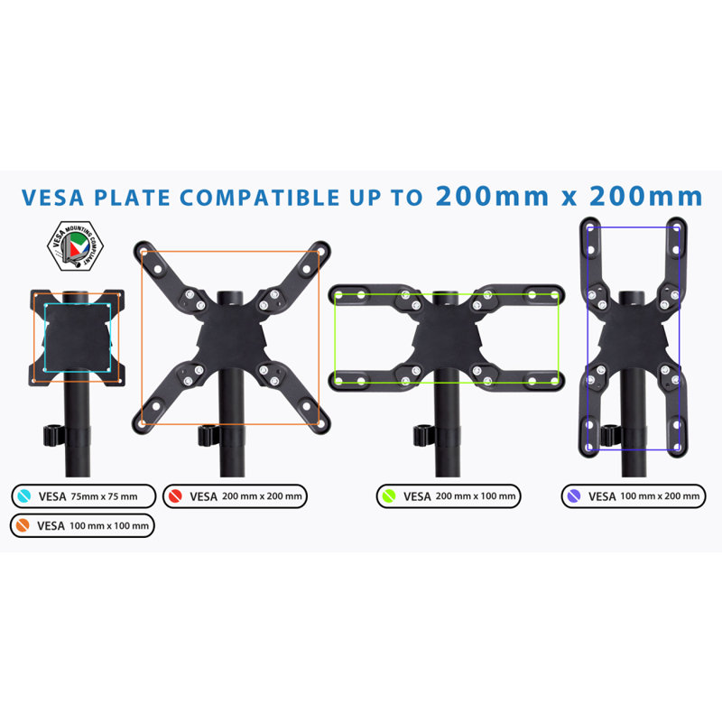 Black Heavy-Duty Adjustable Desk Mount for Monitors and TVs up to 42"
