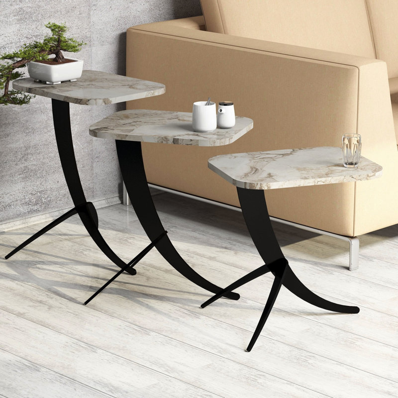 Hico Abstract Nesting Tables, White/Brown