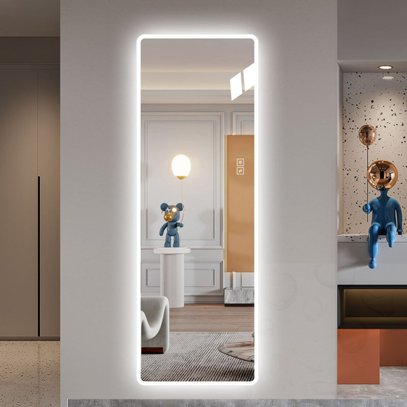 Wall-Mounted Rounded Corners Full Length LED Mirror