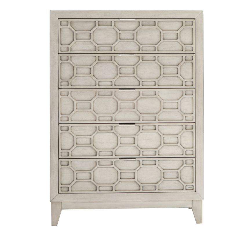 Commode 5 tiroirs Zeller, Blanc antique