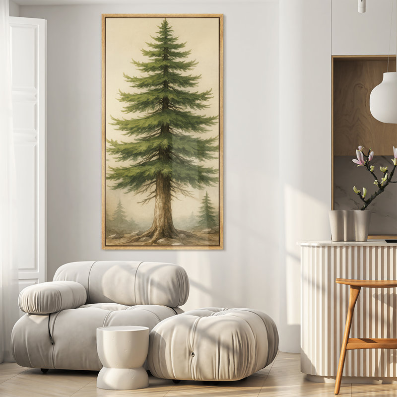 «Tall Pine Tree Forest Nature Landscape», reproduction d'art sur toile encadrée très grande, Naturel, H 60 po x l 30 po