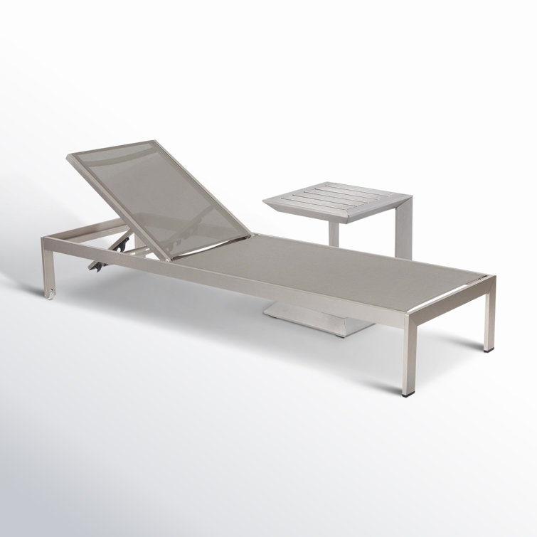 Lockwood 26'' Outdoor Aluminum Chaise Lounge Set with Table