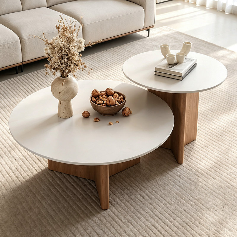 Cowart, H 14,96 po x l 27,55 po x P 27,55 po, White Top/Nut-brown Base, Plat