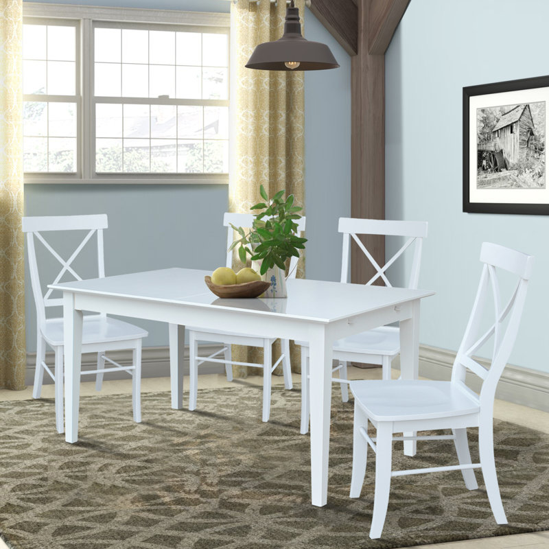 Delmontez 6 - Person Solid Wood Top Four Leg Dining Set, 5 Pieces