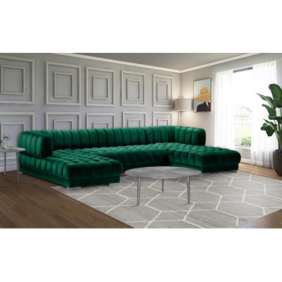 Velvet U-Shaped Sectional Symmetrical