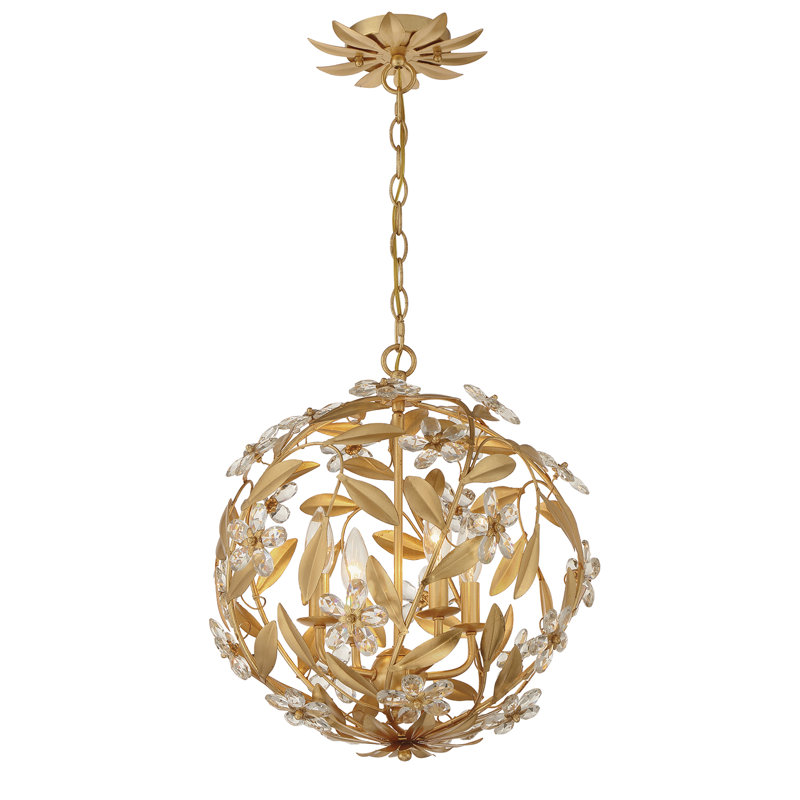 Luminaire suspendu antique 6 lumières Meyah, Doré