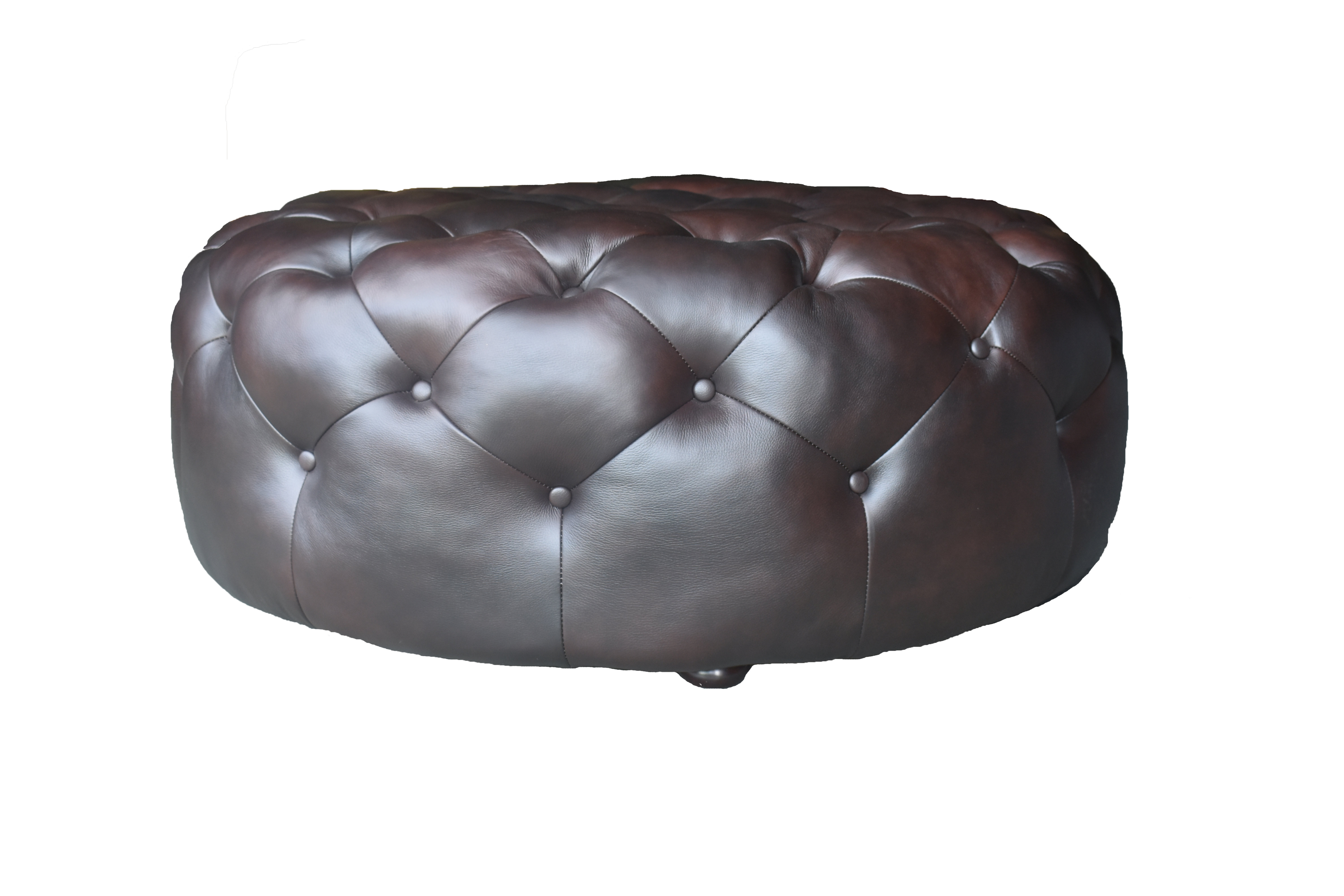 Hokku Designs Wyndemere 41" Wide Genuine Leather Round Ottoman | Wayfair