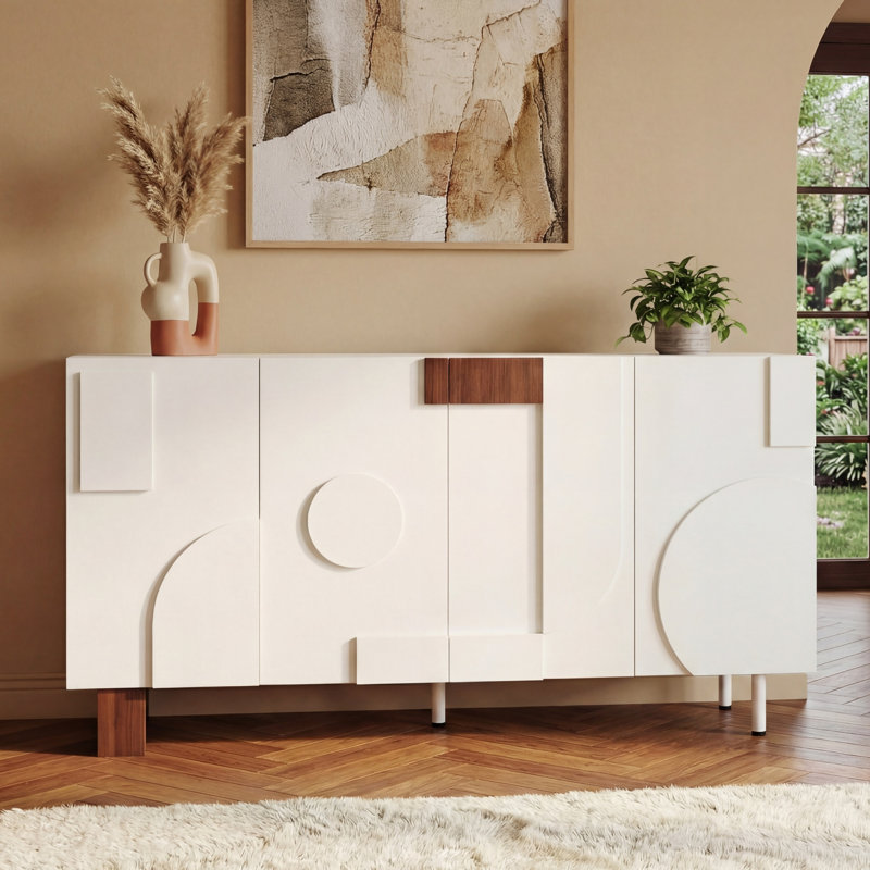 62.9" MDF Sideboard White (4-Door)