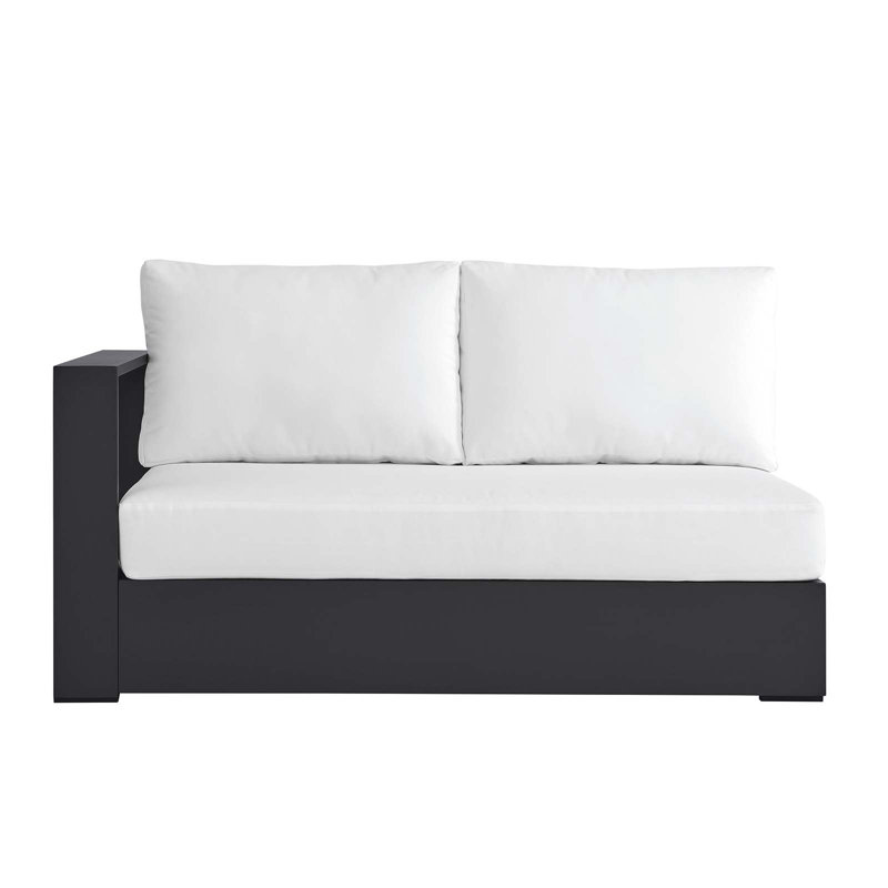 Causeuse modulaire d'extérieur en aluminium thermolaqué Modway Tahoe, Blanc, Accoudoir à gauche (vu de face)