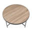 Table basse, plateau rond en bois avec structure en métal, chêne gris vieilli