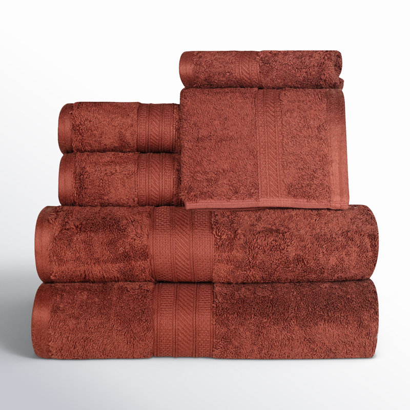 Glenlee 700GSM Long Staple Combed Cotton 6-Piece Towel Set, Hot Chocolate