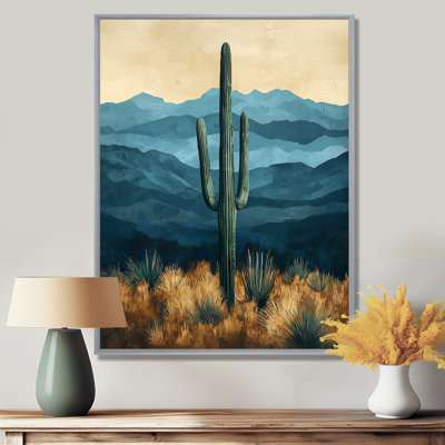 Margriet Cactus and Mountains I - Art mural de cactus pour le salon