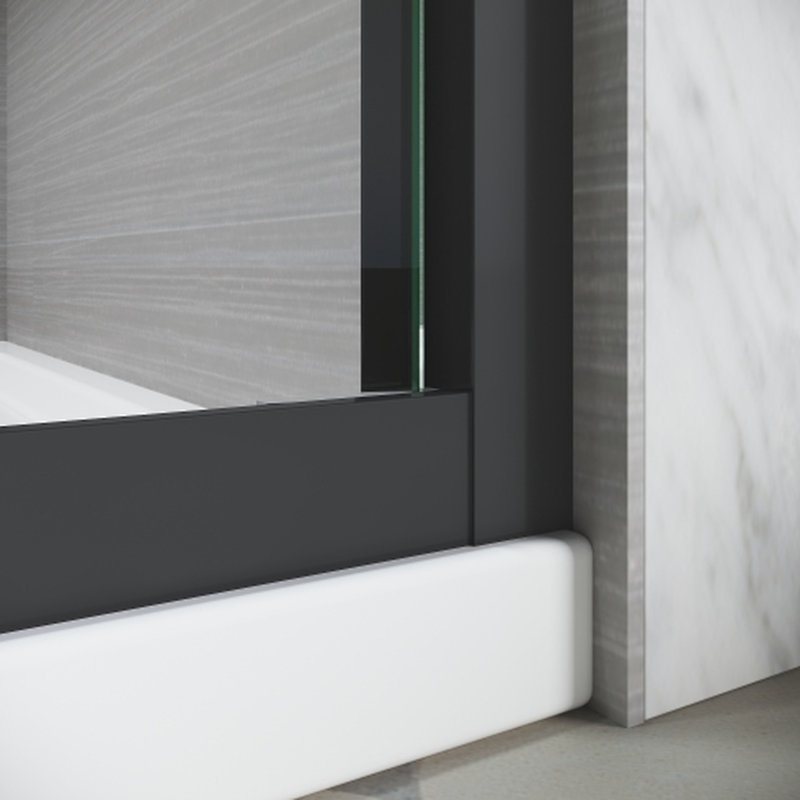 Porte de douche semi - coulissante en verre 56 60 po W 72 H épais et transparent gris trempé modernisé en aluminium avec mouvement lisse et silencieux