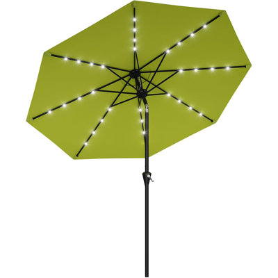 Parasol de patio 10 pi avec lumières solaires, parasol de table d'extérieur avec 8 nervures, résistant aux rayons UV et à l'eau pour le jardin, la piscine, la terrasse