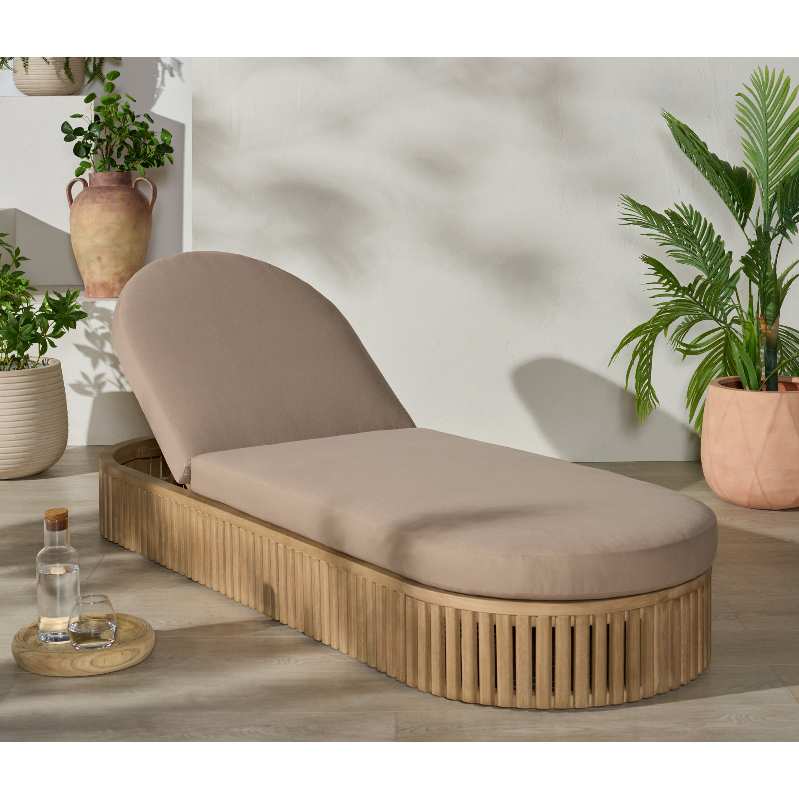Shorsey 28" Eucalyptus Patio Chaise Lounge
