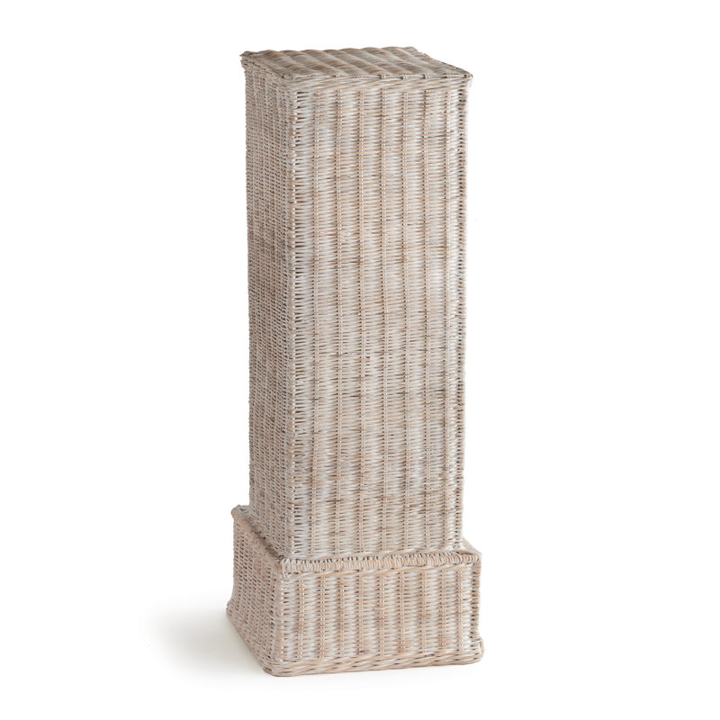 Charleston Rattan Pedestal Tall, Beige, 28.5" H x 15" W x 15" D