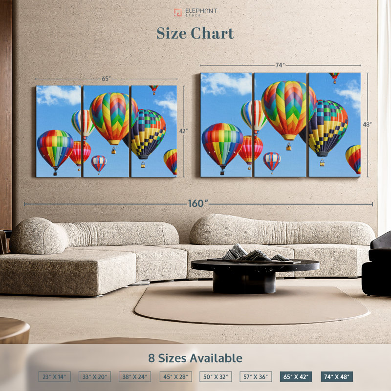 «Rainbow Hot Air Balloon» sur, H 48 po x l 74 po