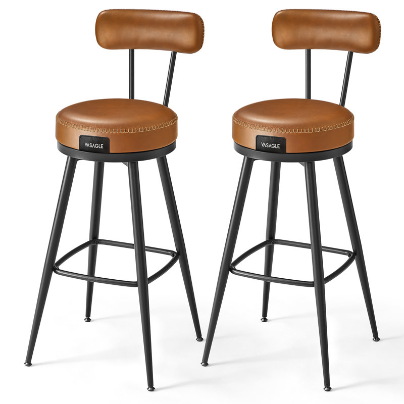 Upholstered Counter Stool with Metal Frame, Brown