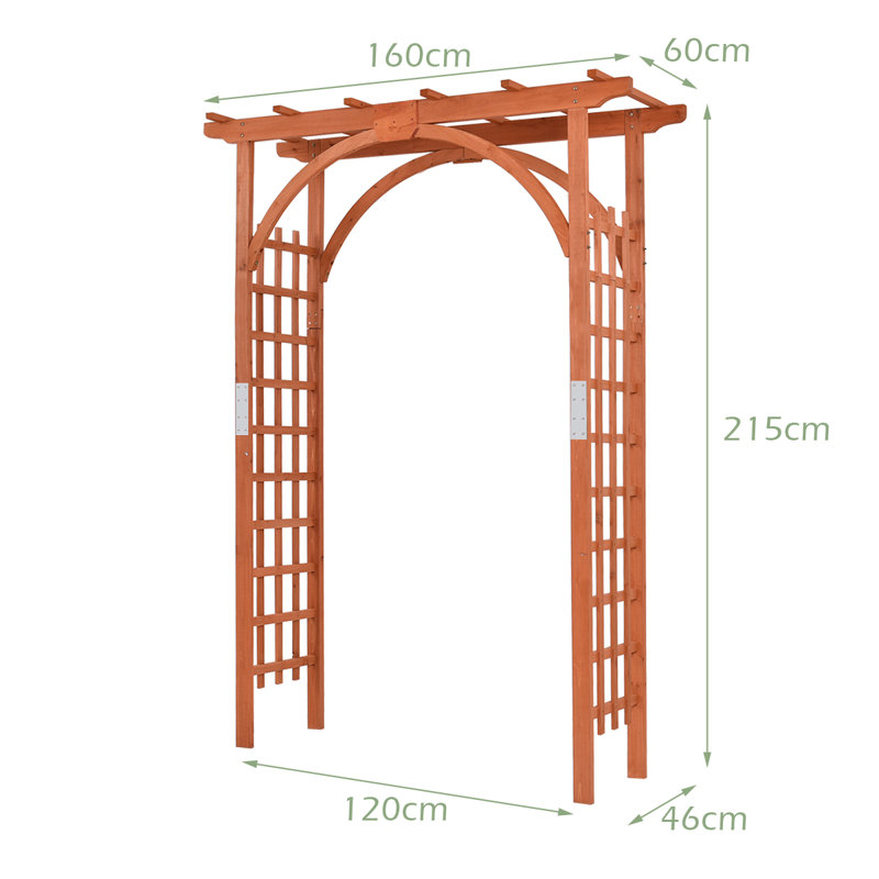 Aahyan 160cm W x 60cm D Solid Wood Arbour in Brown