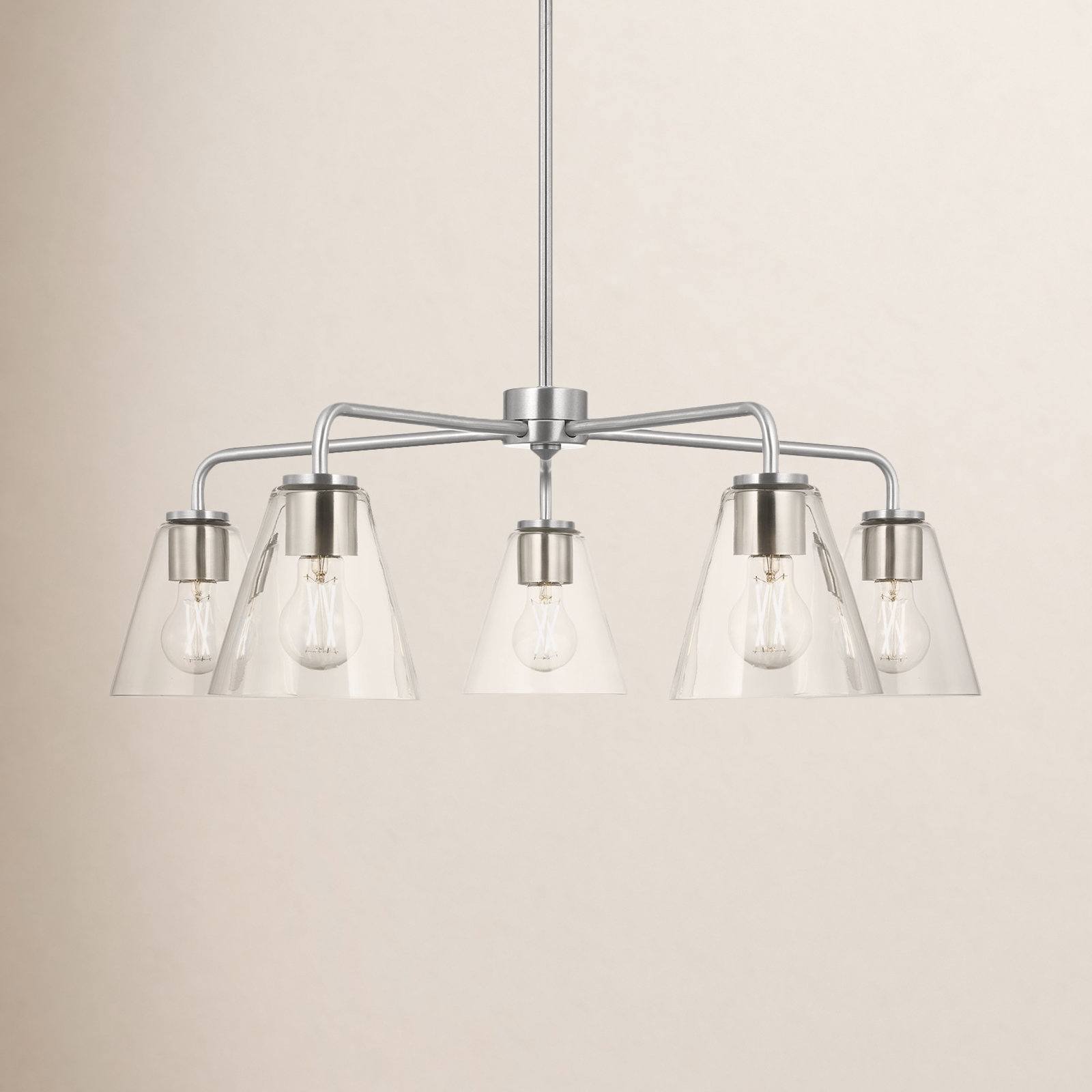 Hayden 5-Light Chandelier, Clear, Brushed Nickel