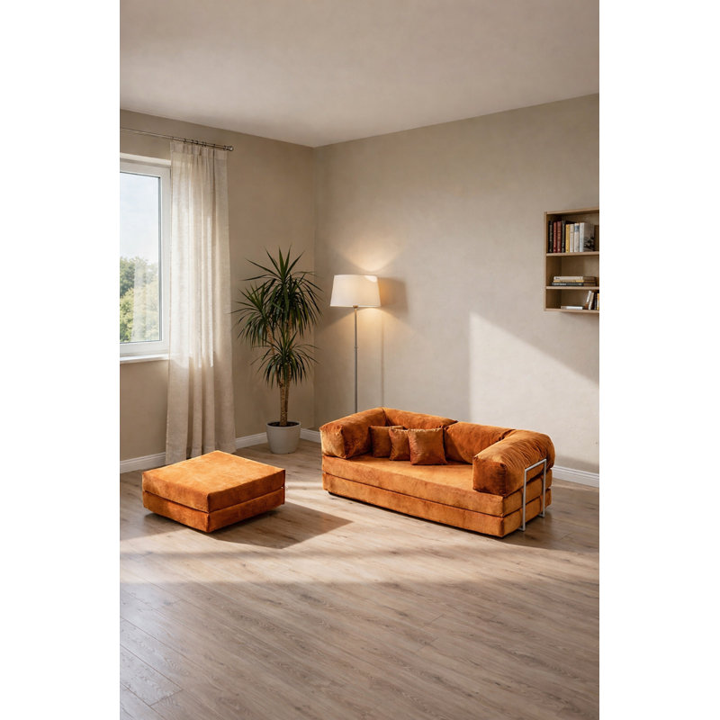 Canapé modulaire en velours Terracotta, Terra Cotta