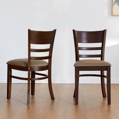 Zida Solid Wood Modern Upholstered Ladder Back Side Chair Set of 2