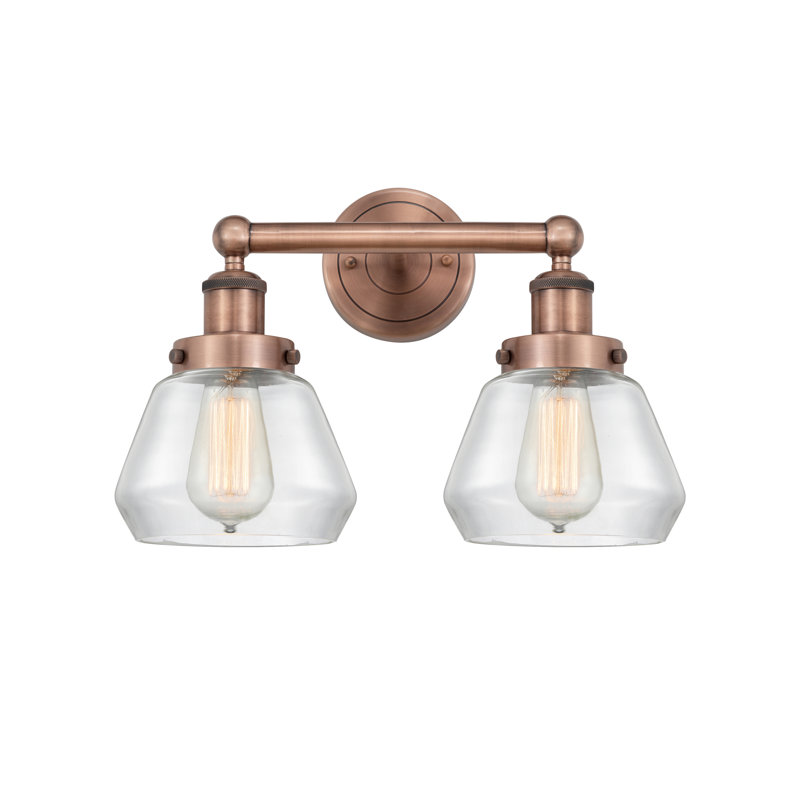 Éclairage pour salle de bain à 2 lumières à intensité variable Rivka, Transparent, Cuivre antique