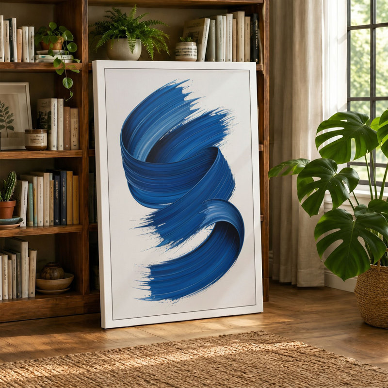 Blue Spirals Abstract - Wrapped Canvas, 18x12 - 45.7 x 30.5 cm, Ochre Border