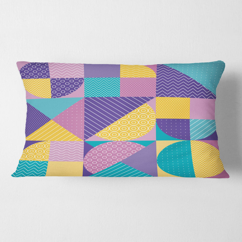 Coussin décoratif géométrique à motif abstrait pastel I - Mid-Century