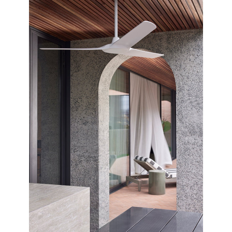 Abyss 56in 3-Blades Indoor/Outdoor Ceiling Fan with Remote Control, White, White