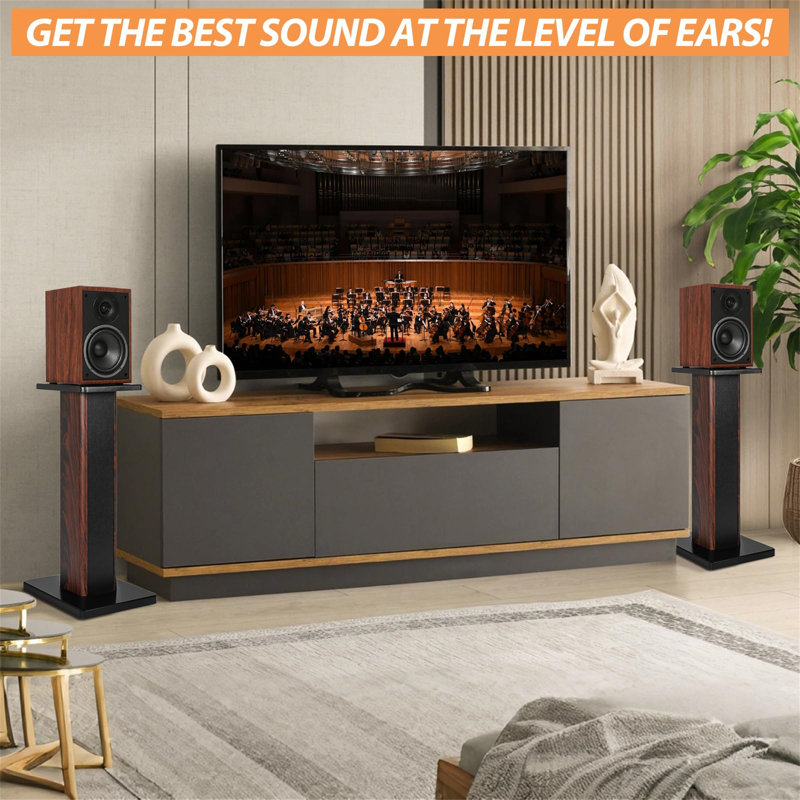Wood Universal Floor Speaker Stands Set Of 2