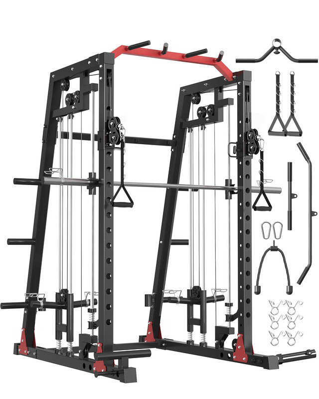 All-in-One Squat Rack & Cable Crossover Machine – 2200lbs Home Gym System