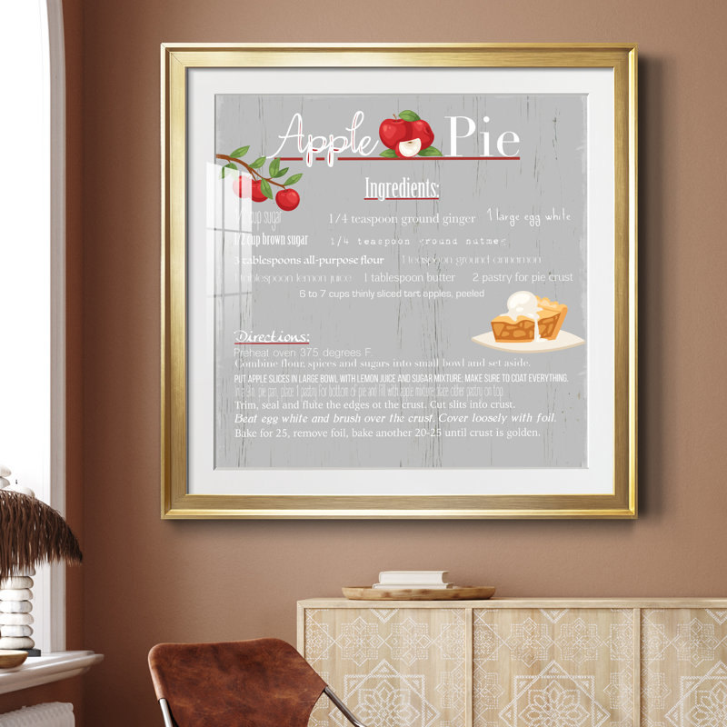 Tarte aux pommes - art textuel avec cadre photo, H 34,5 po x l 34,5 po x P 1,5 po, Encadrement doré