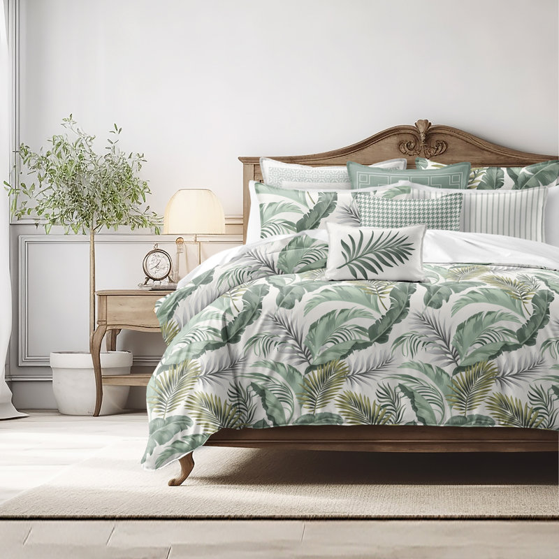 Frondosa  Seagrass Cotton Comforter Set  8 Piece, Full Comforter + 7 Additional Pieces