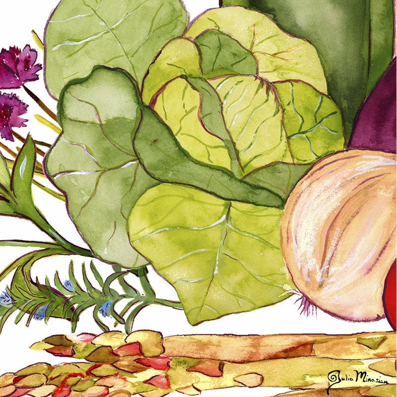 Vegetable Melange II by Julia Minasian - Wrapped Canvas Print, 30cm H x 30cm W x 3.8cm D