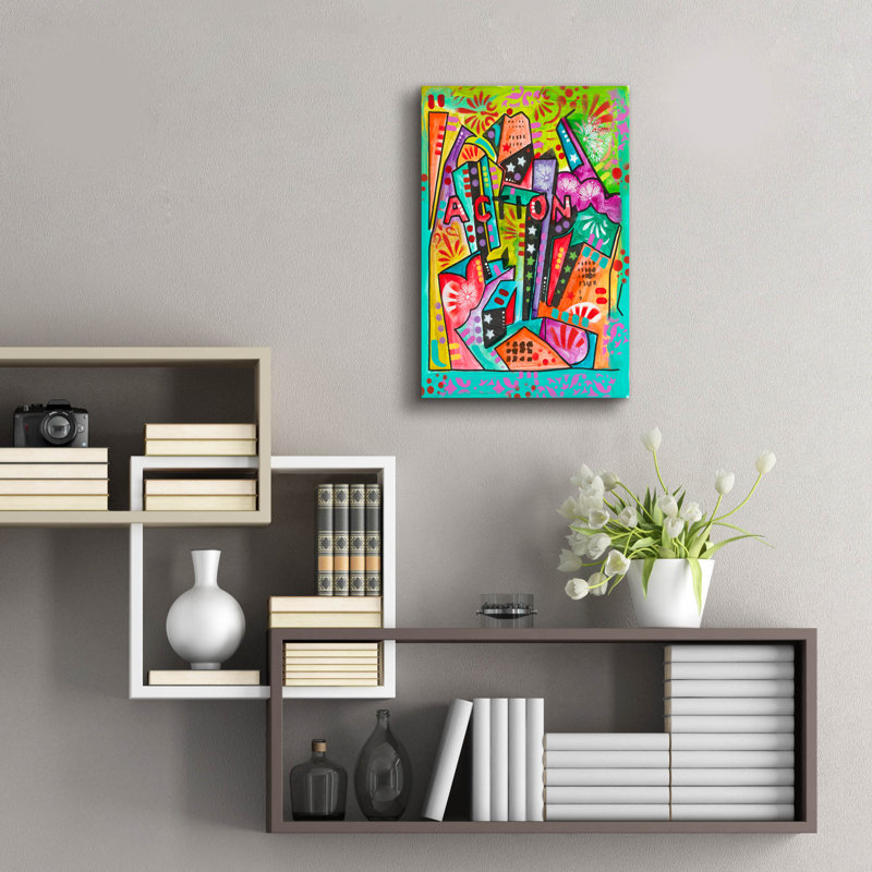  «Action» par Dean Russo, art mural en verre acrylique, 16 po x 24 po