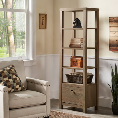 Albali 4-Tier/5-Tier Adjustable Bookshelf With Drawer by Laurel Foundry Modern Farmhouse