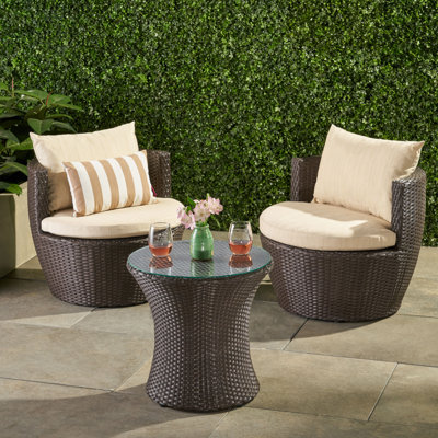 Wicker 2 - Person Patio Conversation Sets with Cushions