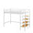 Metal Loft Bed In Twin Size, Featuring An Upper Grid Storage Shelf And Side Storage Ladder-1316729124