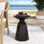 Grande table de bout d'extérieur moderne en métal - fer noir avec piédestal évasé et structure stable, 15 po x 15 po x 21,36 po, piédestal prêt à l'emploi, aucun assemblage requis-799767165