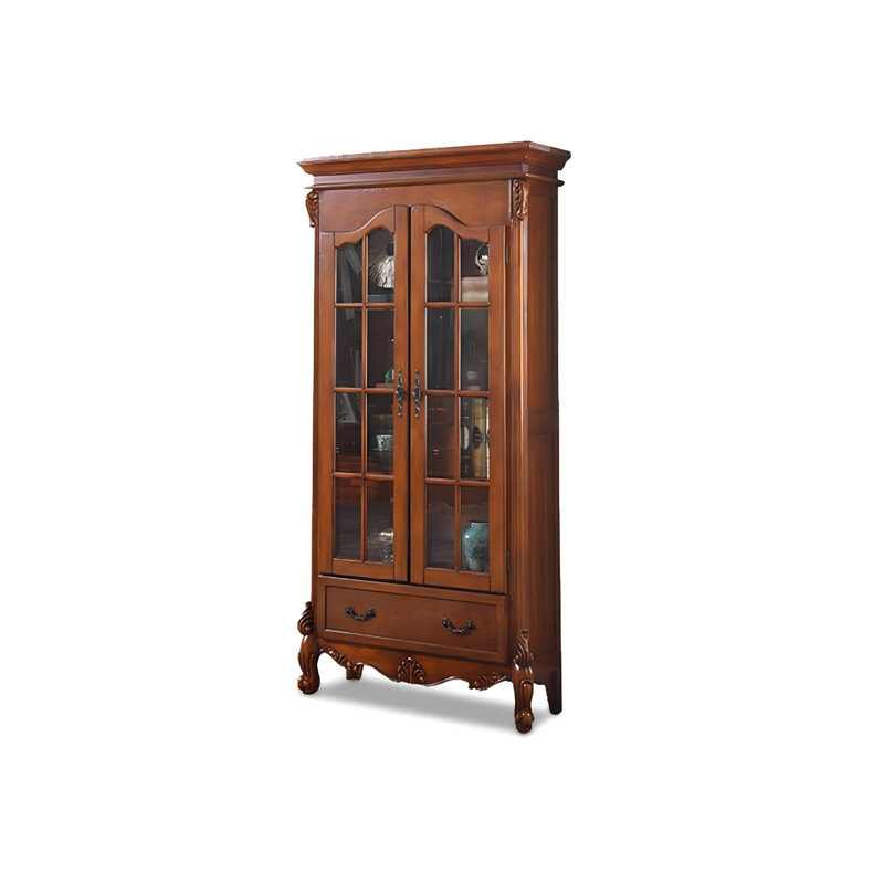 Solid Wood Birch brown Wine Cabinet, 78.74" H x 41.34" W x 14.96" D