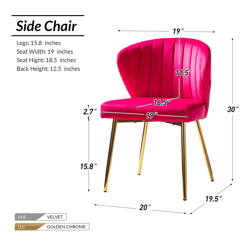 Chaise à oreilles Leona, Velours fuchsia