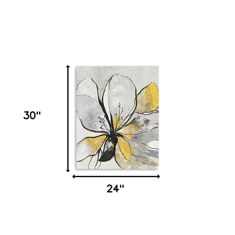 Art mural moderne sans cadre jaune et noir en fleurs