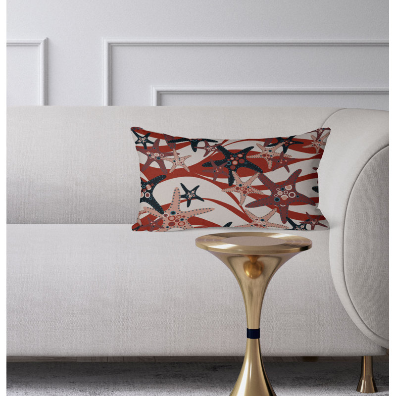 Coussin Starfish Sway, Rouge / argenté