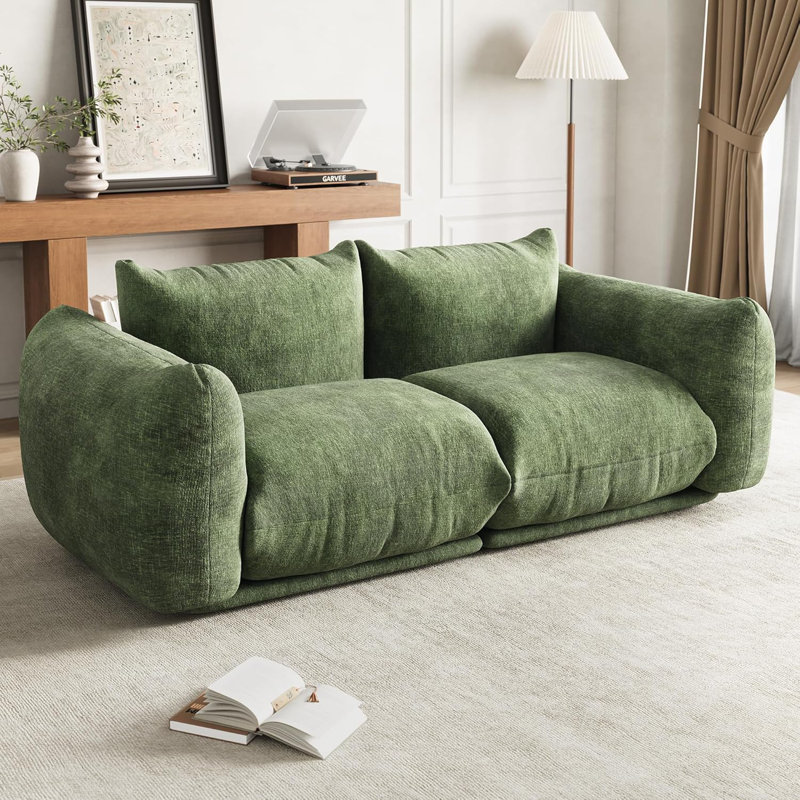 Causeuse avec causeuse, canapé-lit en tissu chenille de 75,2 pouces, siège profond de 23,2 po pour petits espaces, appartement, bureau