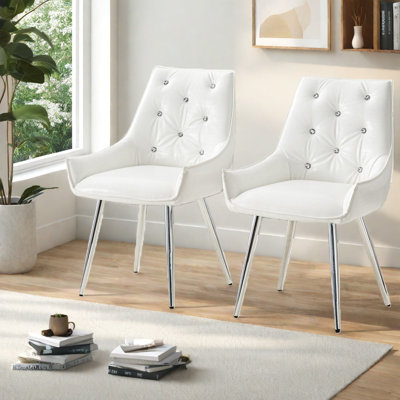 Ensemble de chaises d'appoint modernes en cuir de crocodile avec pieds chromés pour le bureau de salle à manger