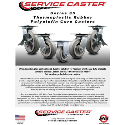 Thermoplastic Caster with Roller Bearing 2 Brakes and 2 Rigid